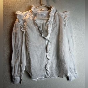 Frame Ruffled white Ramie Blouse size small